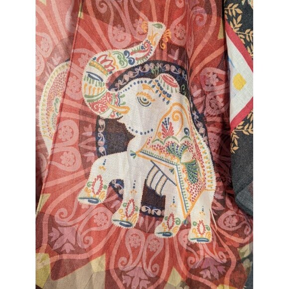 NWT JC Sunny Kimono Wrap Beautiful Indian Elephant Print Boho Old Money - Picture 5 of 6
